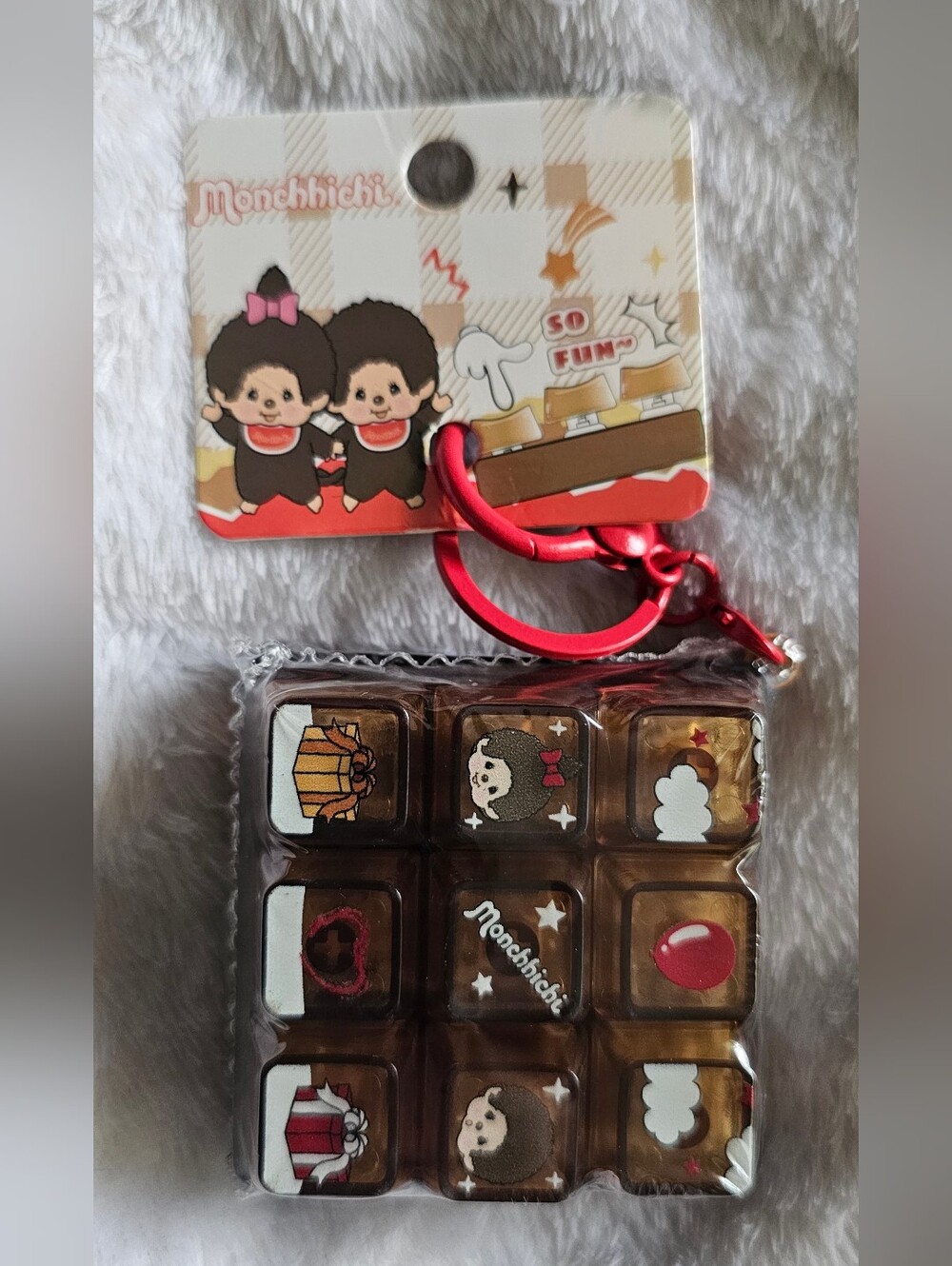 Monchhichi 9-key keyboard fidget keychain